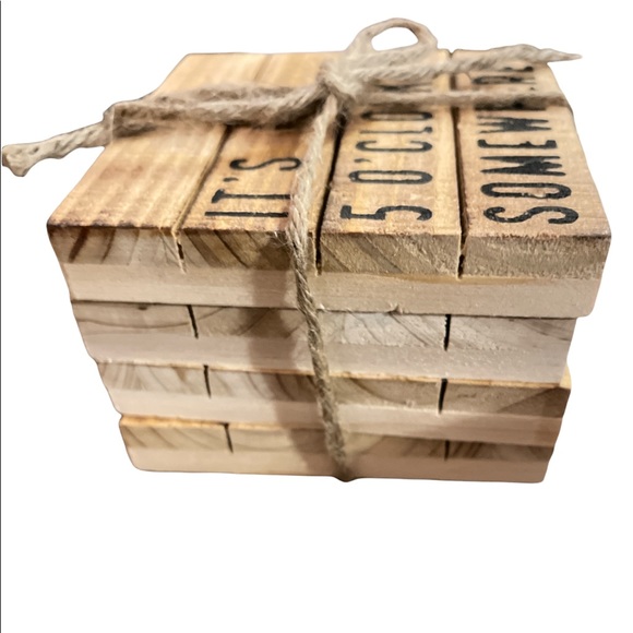 NWOT Mud Pie Wooden Pallet Coasters - “It’s 5:00 Somewhere” - Picture 7 of 7